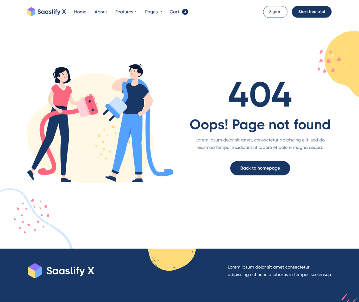 Saaslify X - 404 not found page - Modern SaaS Webflow Template