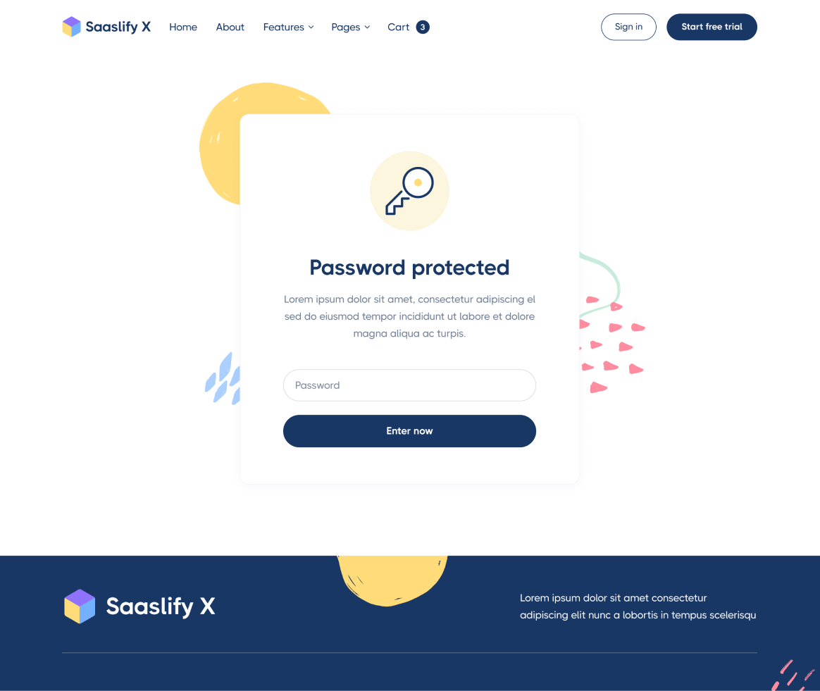 Saaslify X - Password Protected page - Modern SaaS Webflow Template