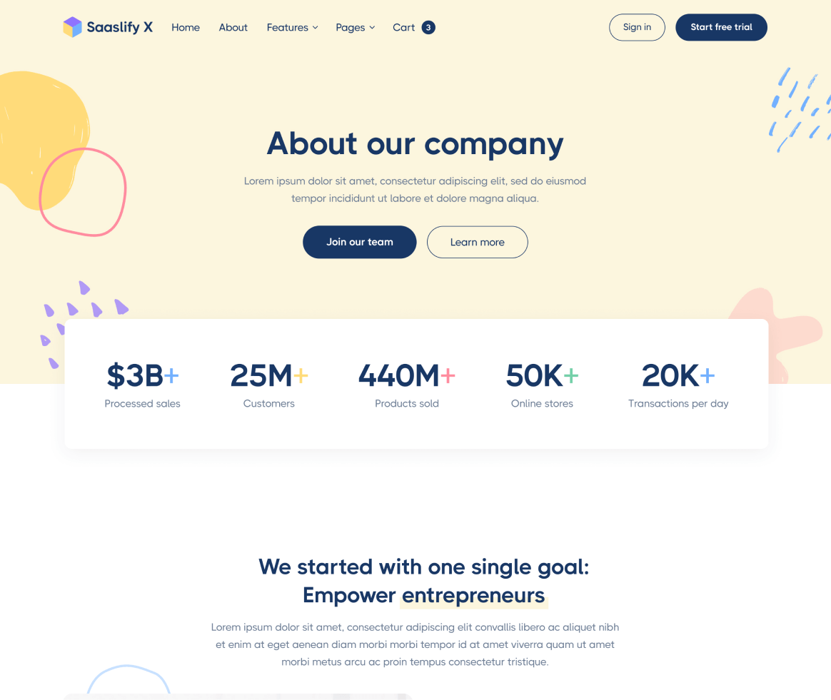 Saaslify X - About page - Modern SaaS Webflow Template