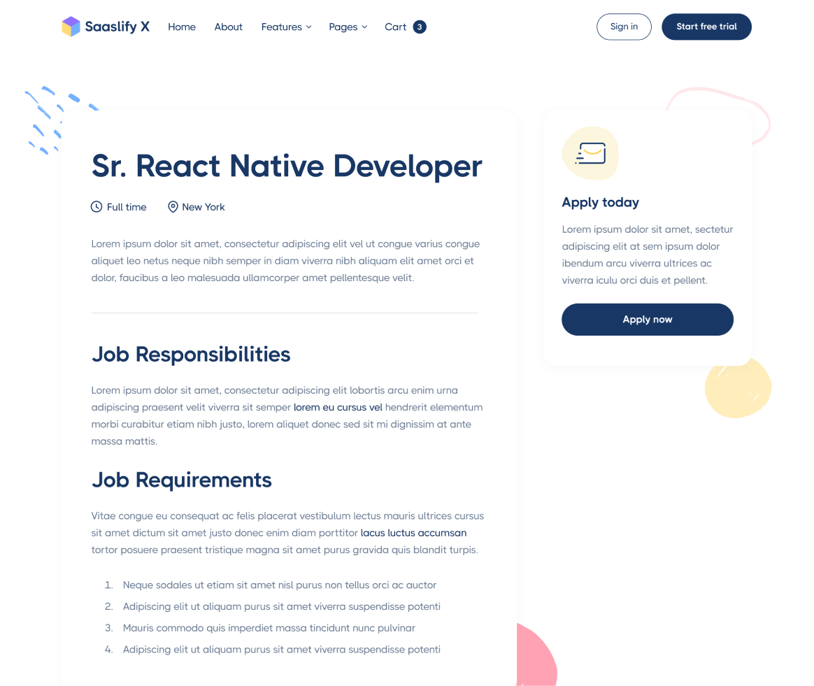 Saaslify X - Careers Single page - Modern SaaS Webflow Template