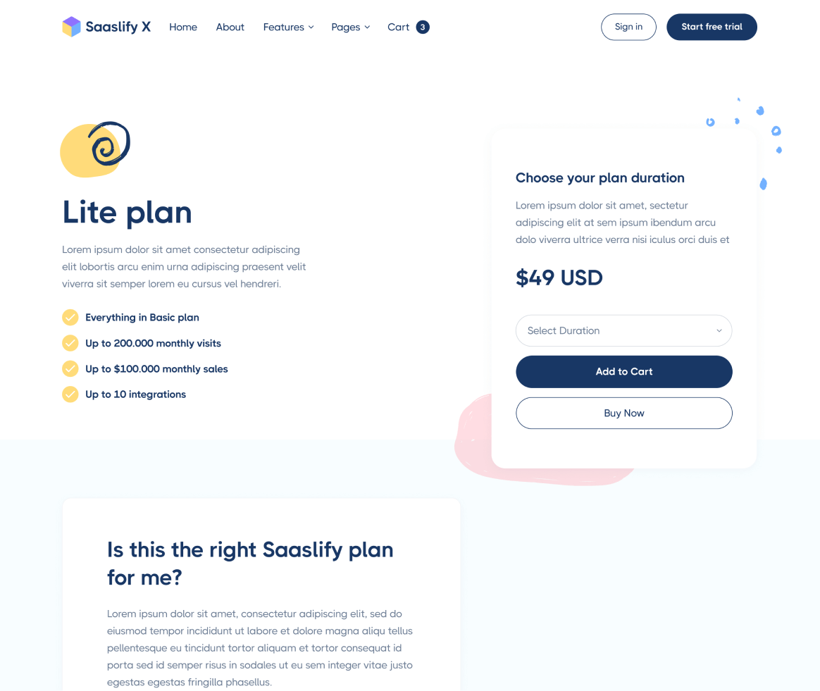 Saaslify X - Pricing Single page - Modern SaaS Webflow Template