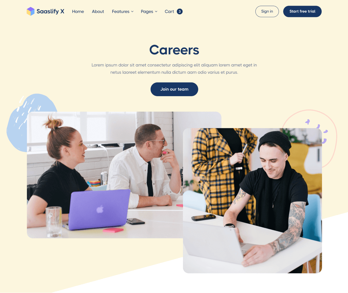 Saaslify X - Careers page - Modern SaaS Webflow Template