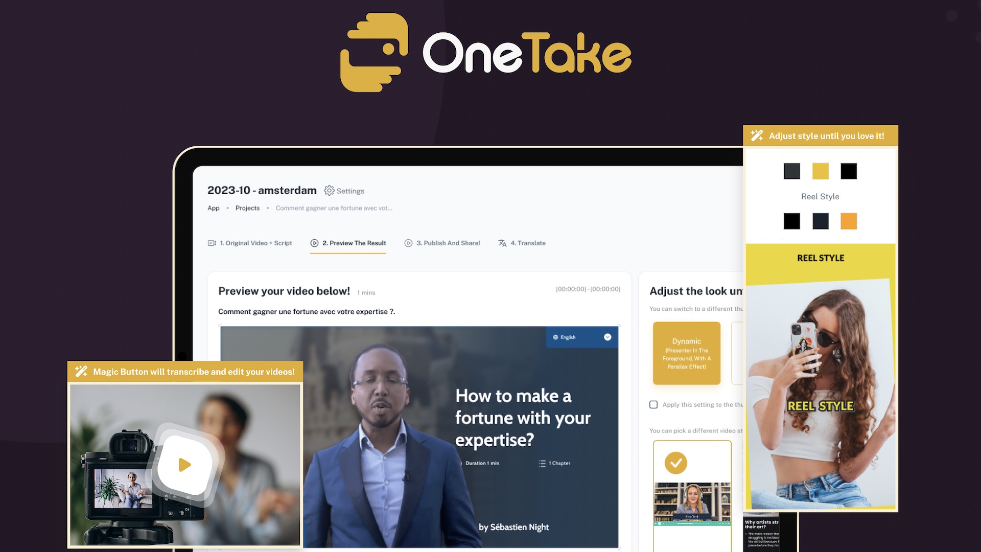 Preview of OneTake AI