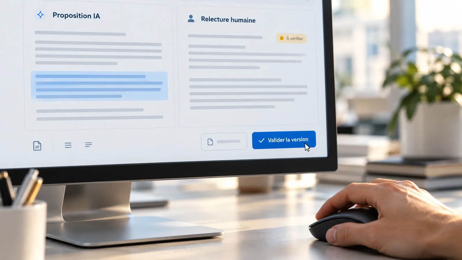 IA assistant avec relecture et validation humaine avant tout usage de données de santé
