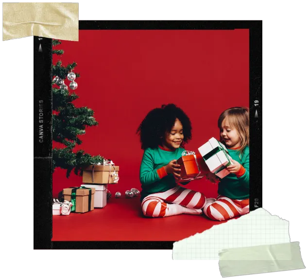 Kids opening gifts
