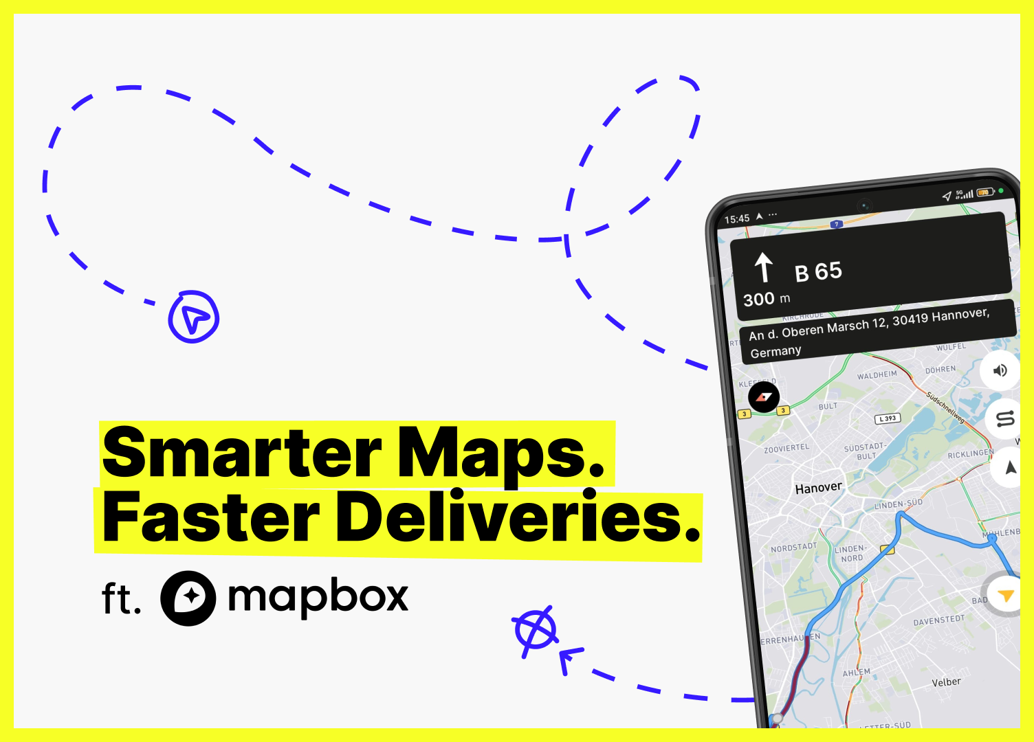 Urbify delivery driver using Mapbox navigation on mobile device for last-mile delivery routing in urban environment