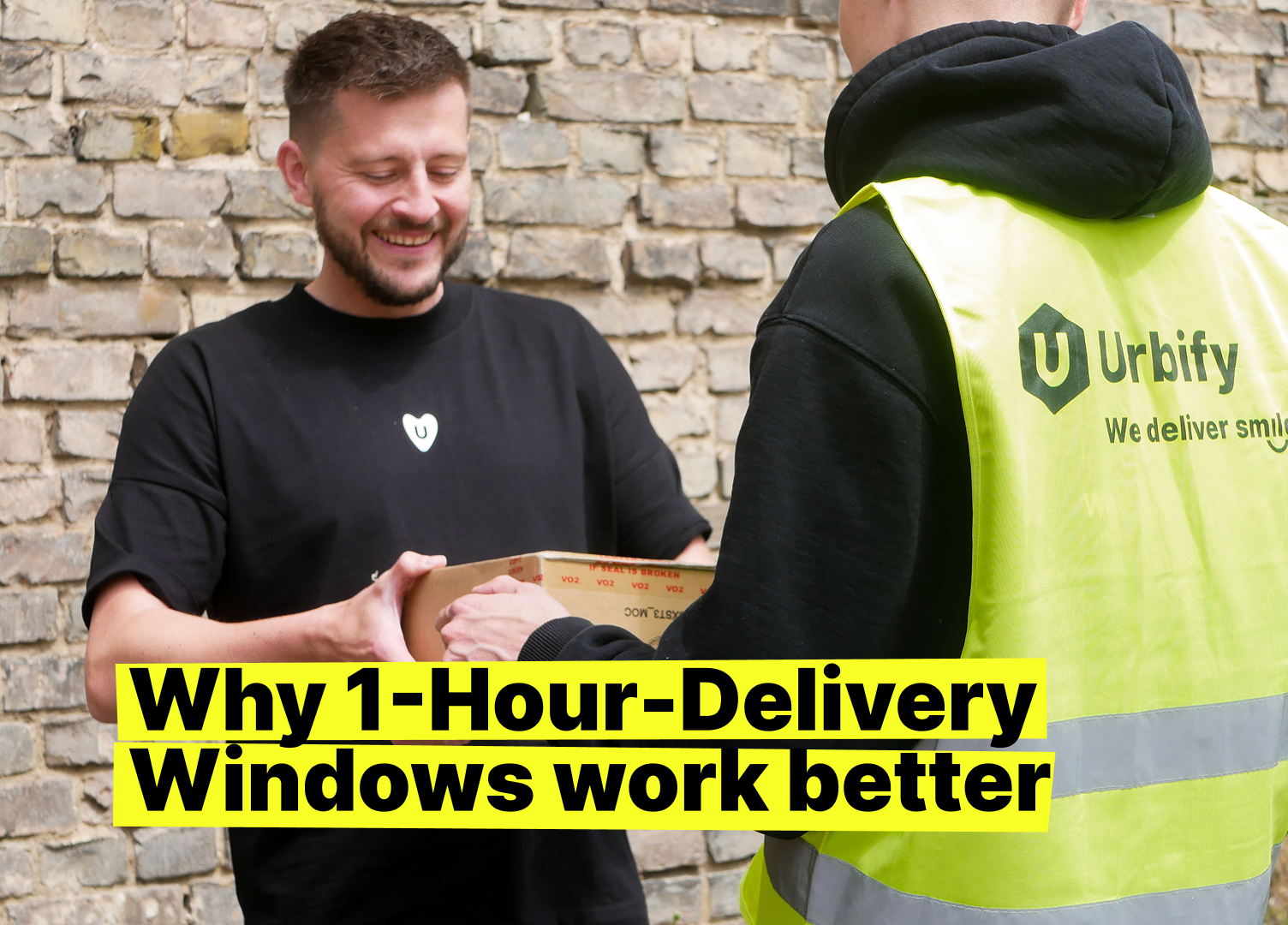 Urbify courier delivering a parcel directly to a customer at the doorstep