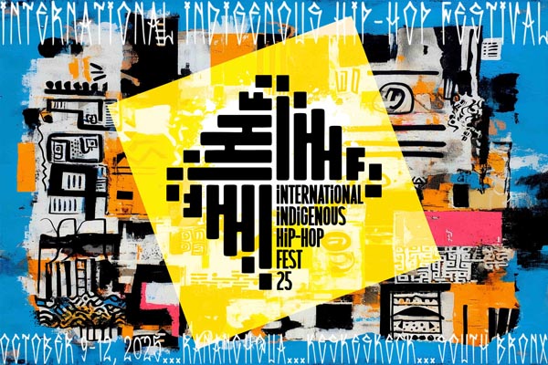 Colorful abstract poster promoting the International Indigenous Hip-Hop Fest