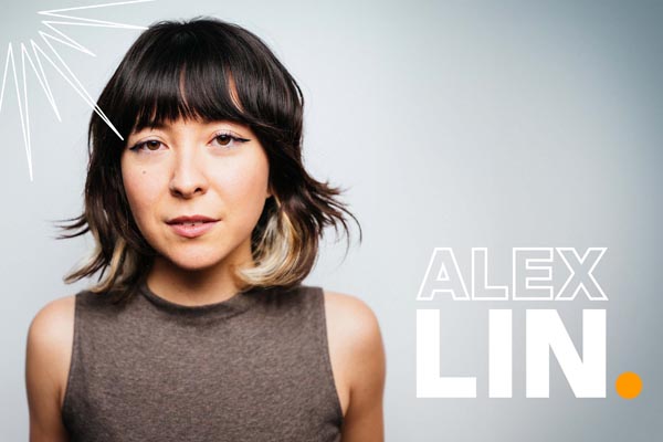 Graphic shows a person against a light background with text reading “Alex Lin.”