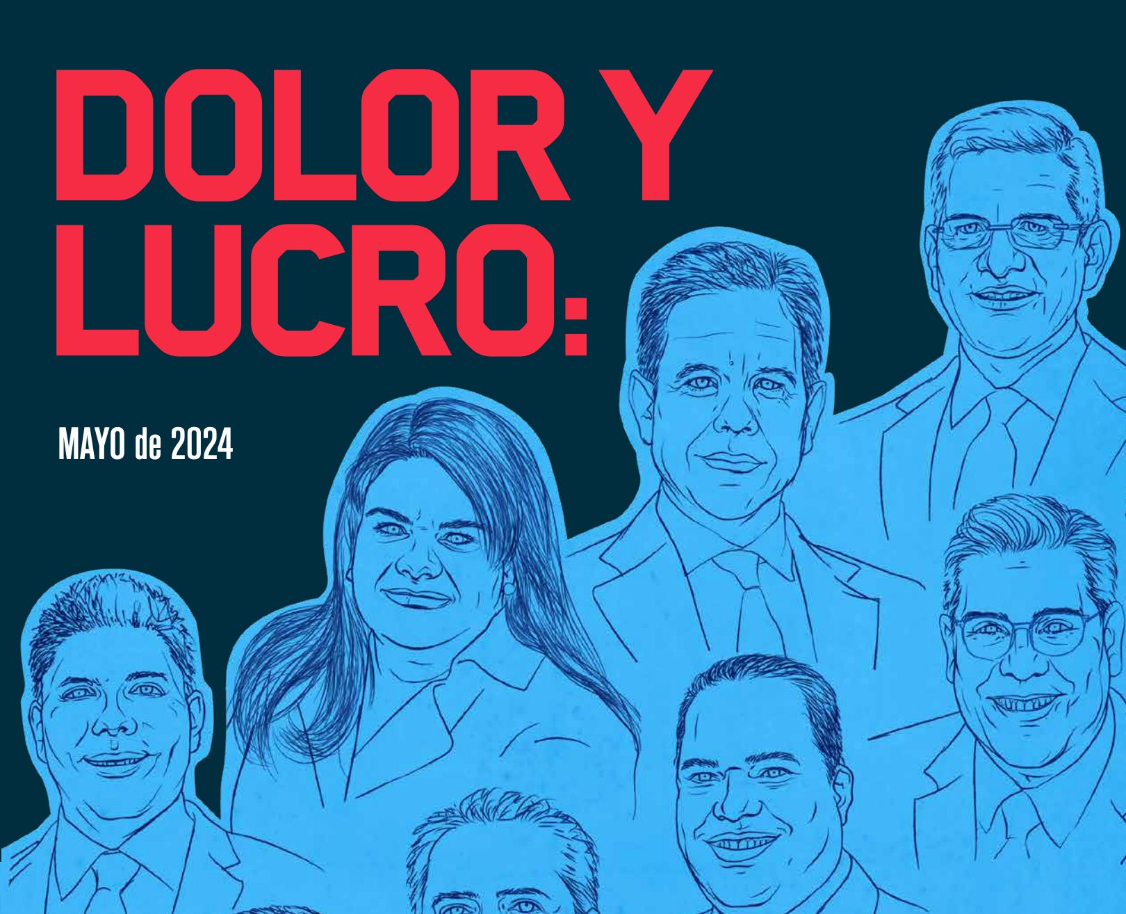 Blue illustrated cover showing multiple outlined portraits under the title “Pain & Profit”