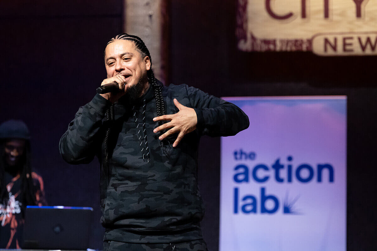 Group conversation at a restaurant