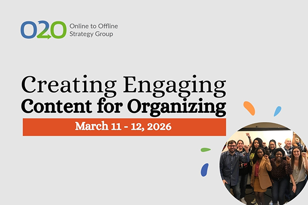 Organizers participating in a digital training on creating short-form videos, memes, and storytelling content for campaigns.