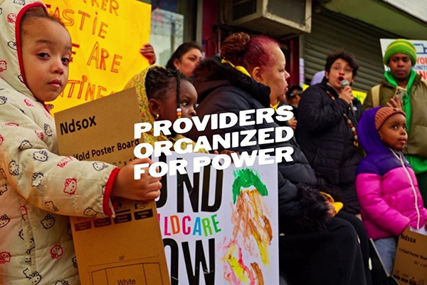 Illustration highlighting low wages for childcare providers, representing advocacy efforts calling for increased funding and fair pay in New York.