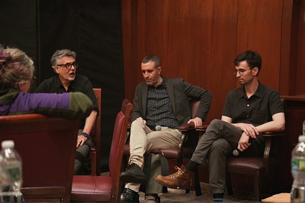 Panelists speak during the Real Utopias: Decommodifying Housing convening, hosted by The Action Lab and NYU's Urban Democracy Lab, exploring democratic approaches to affordable social housing.