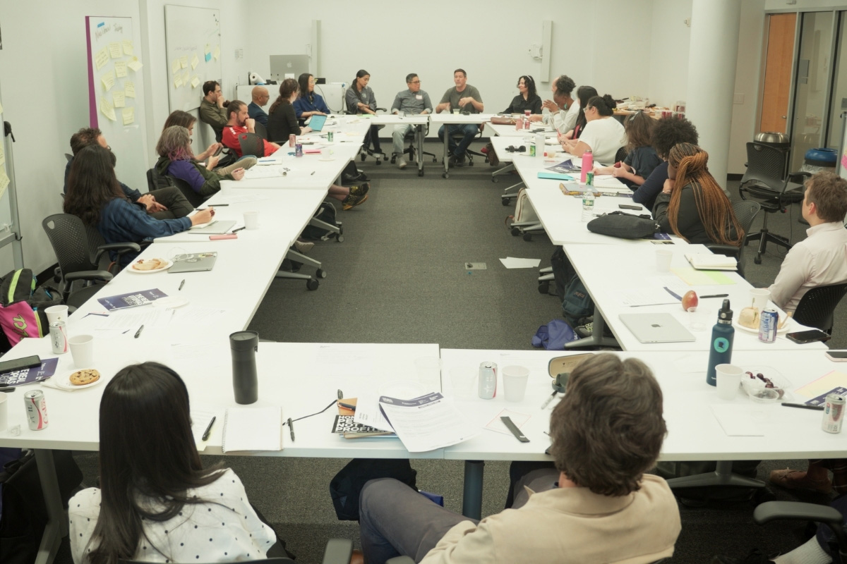 Panelists speak during the Real Utopias: Decommodifying Housing convening, hosted by The Action Lab and NYU's Urban Democracy Lab, exploring democratic approaches to affordable social housing.