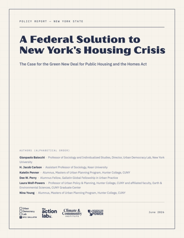Report cover titled "A Federal Solution to New York's Housing Crisis"