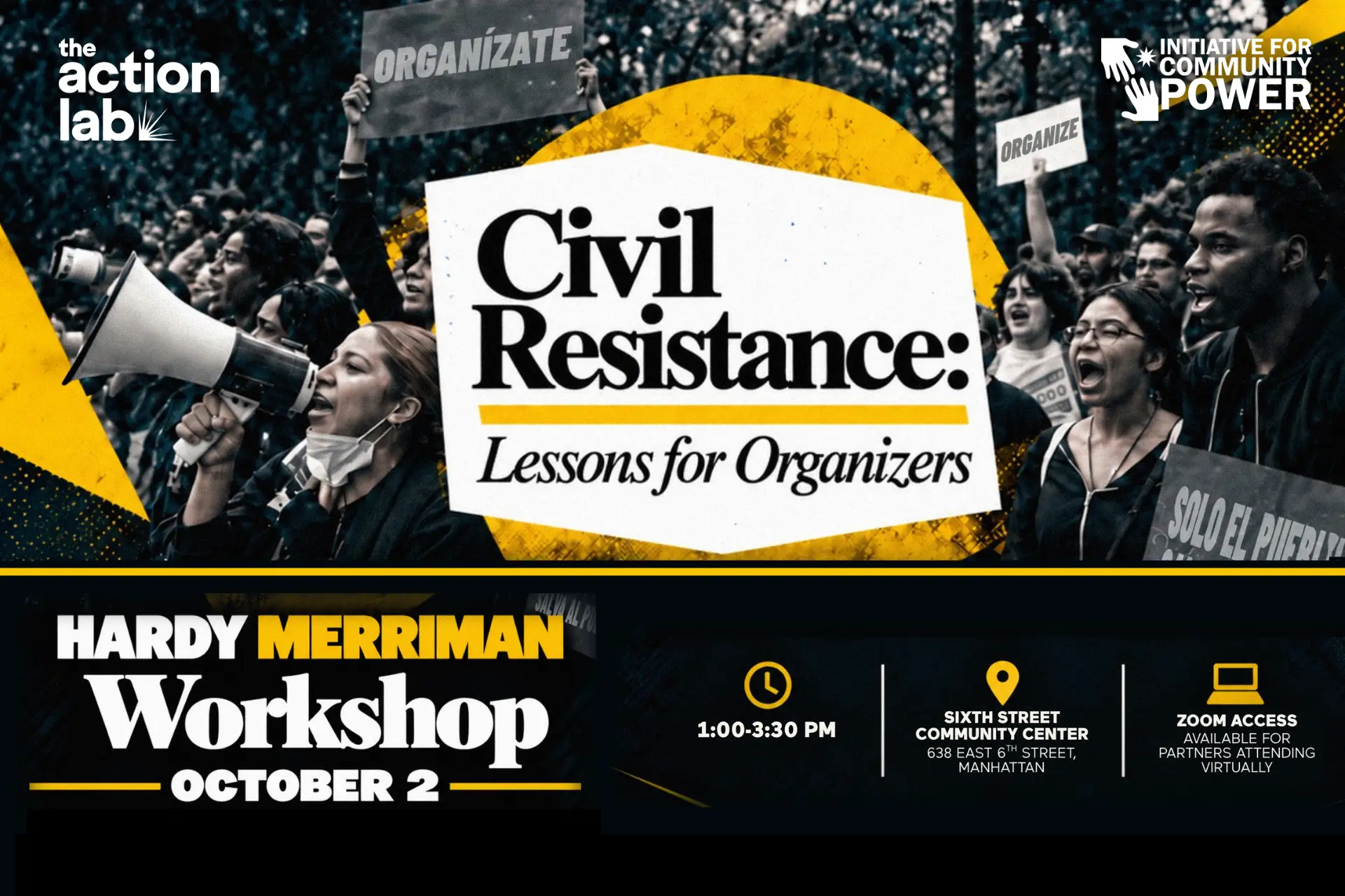 Hardy Merriman workshop, “Civil Resistance: Lessons for Organizers,” by The Action Lab.