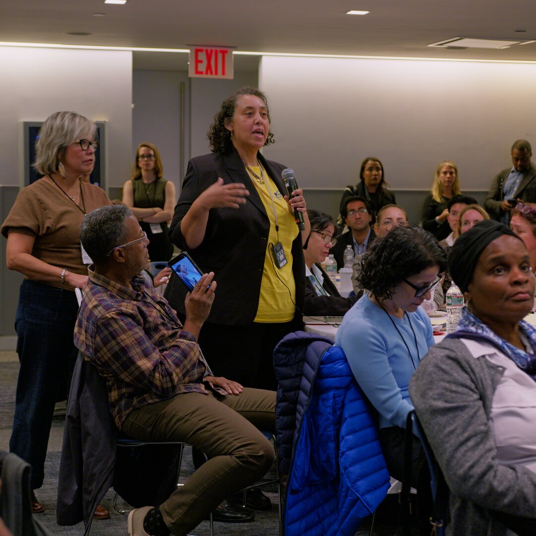 A participant speaks at the September 28 Child Care Alignment Table gathering.