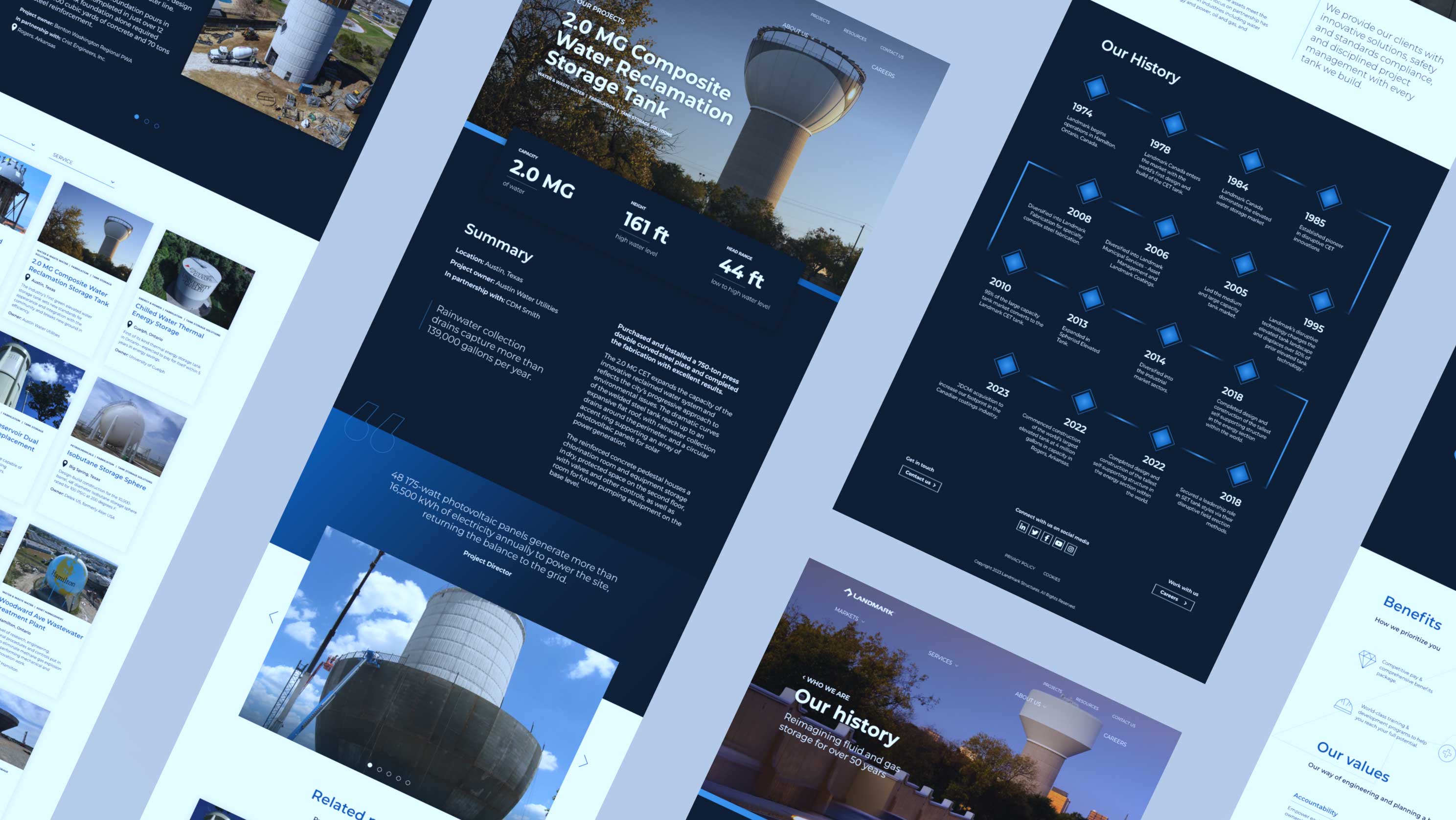 Landmark's finalized website mockups made in Adobe XD