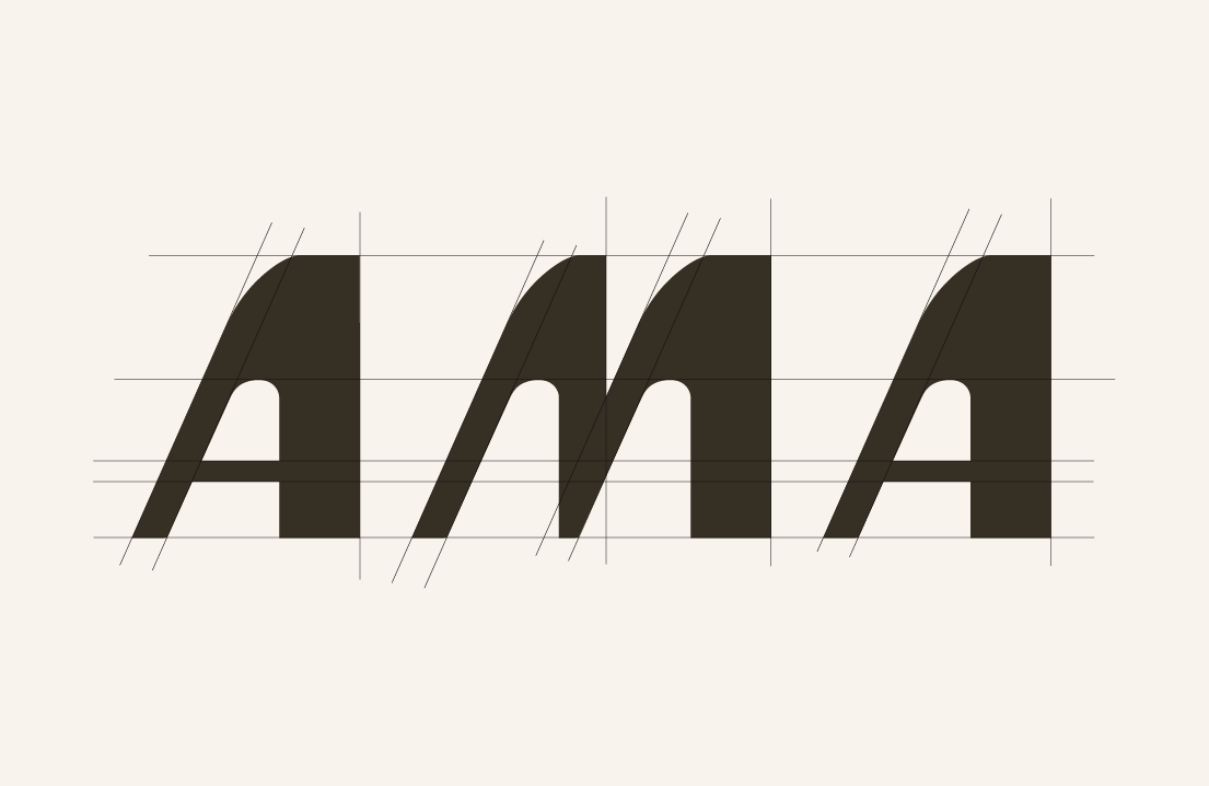 Détails des traits géométriques utilisés pour créer le logo