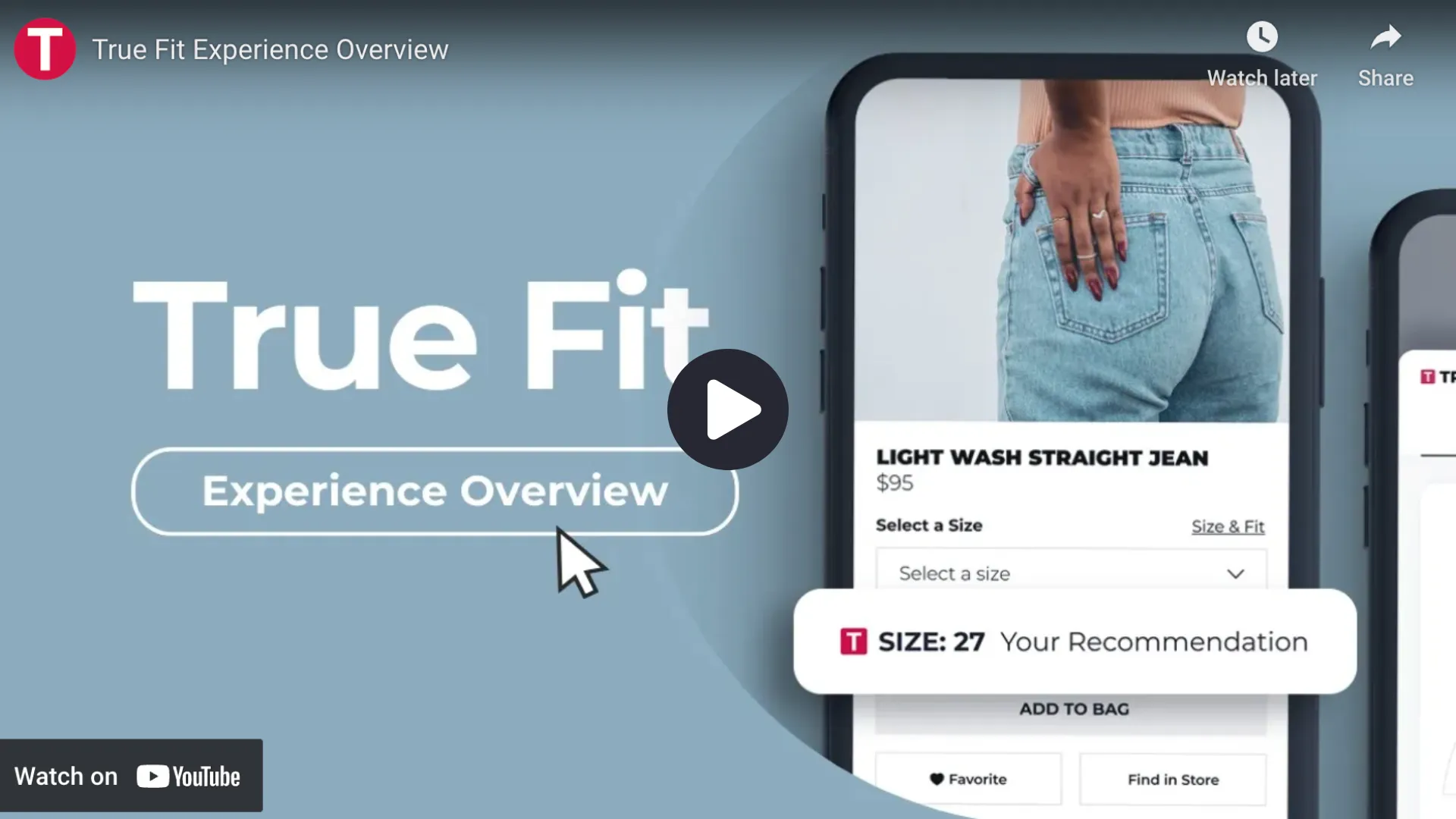 Video giving a step-by-step demonstration of the True Fit survey on a PDP