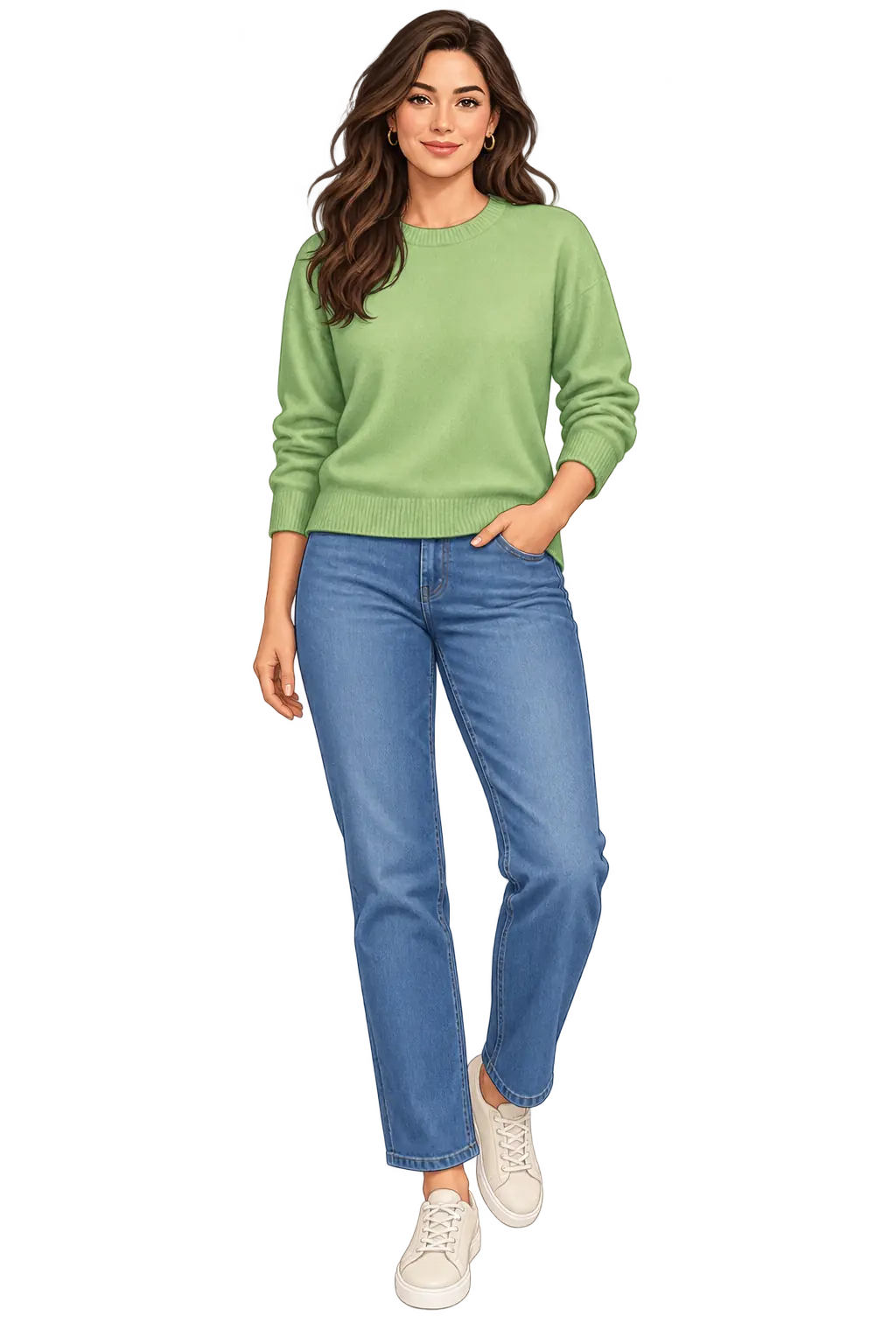 Green sweater fit example