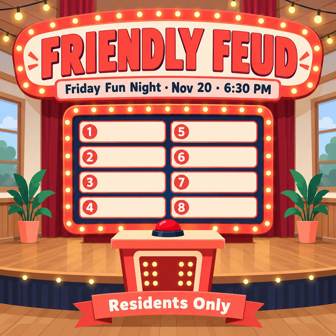 Friday Fun Night Friendly Feud, residents only