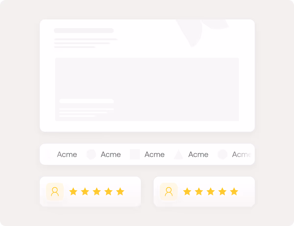 Interface showing user rating sections with two five-star reviews indicated by yellow stars next to user icons.