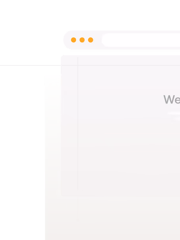 Top-left corner of a browser window with three orange circular buttons and a partially visible webpage interface.