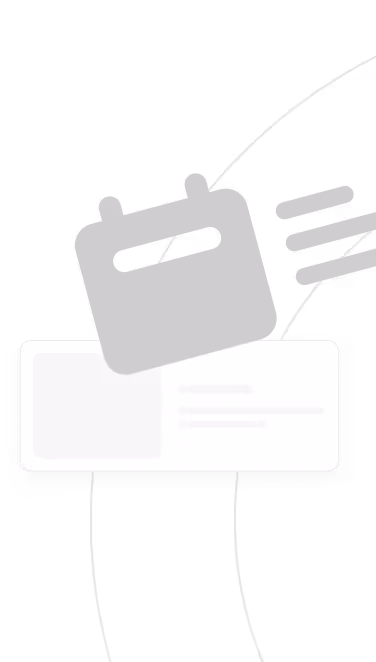 Graphic of a calendar icon with two motion lines above a rounded rectangular card with faint horizontal lines, suggesting a scheduled event or appointment.