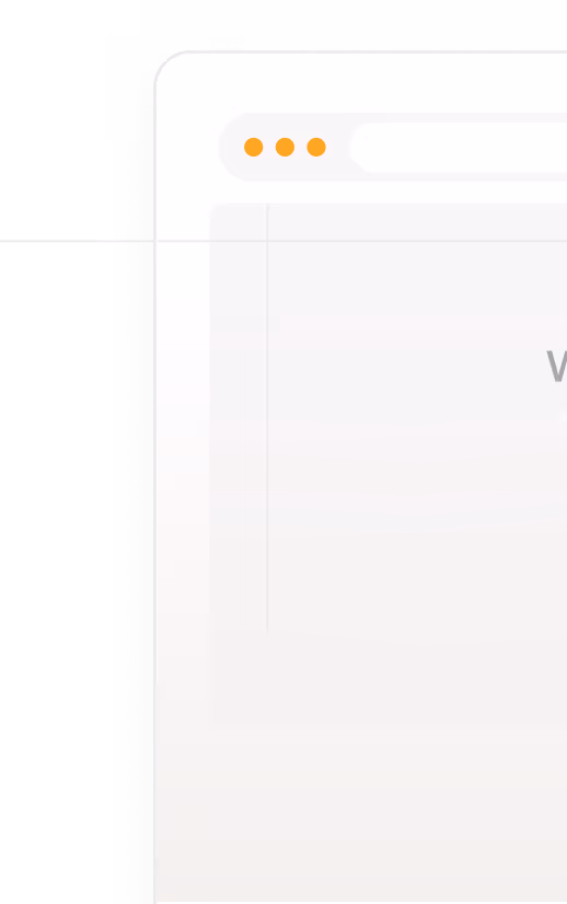 Partial view of a web browser window with three orange circular buttons on the top left corner.