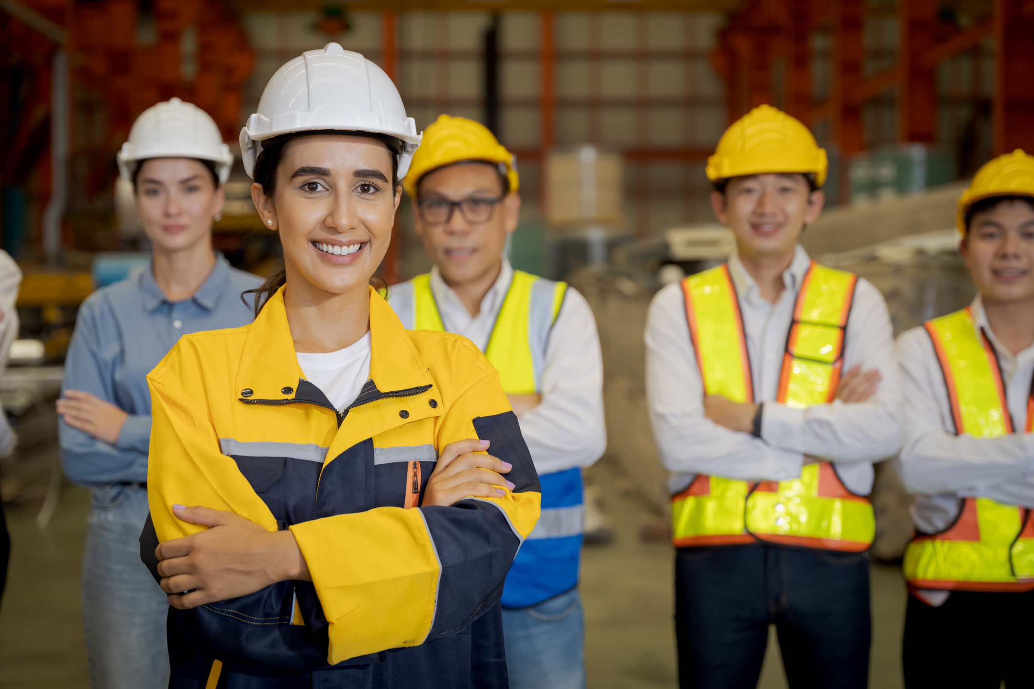 Young employee learning safe work procedures with support from an experienced colleague.
