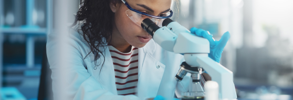 doctor on microscope