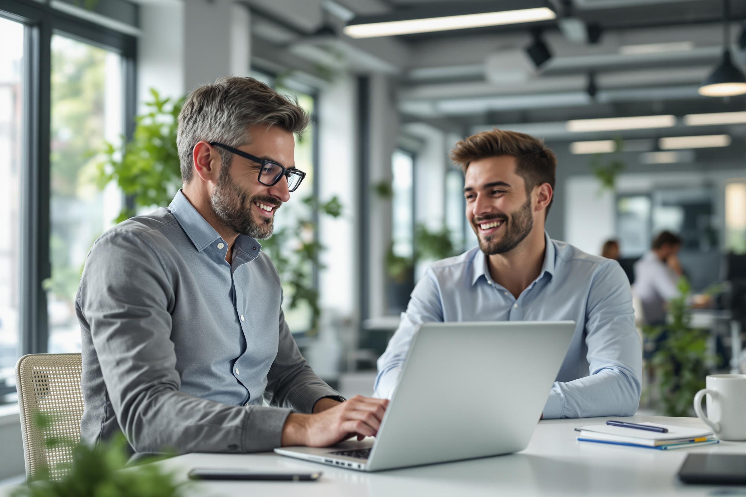 Personalverantwortlicher nutzt Job-Bot für effiziente Fachkräftesuche.