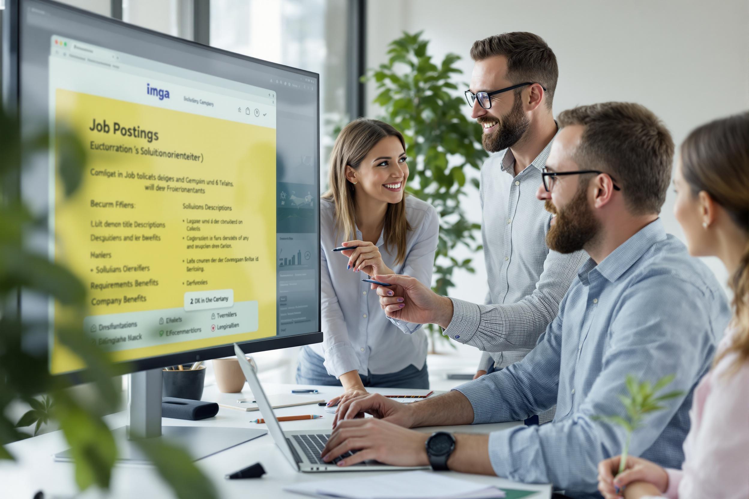 Ein Team arbeitet gemeinsam an einer Stellenanzeige, um Top-Talente anzuziehen.