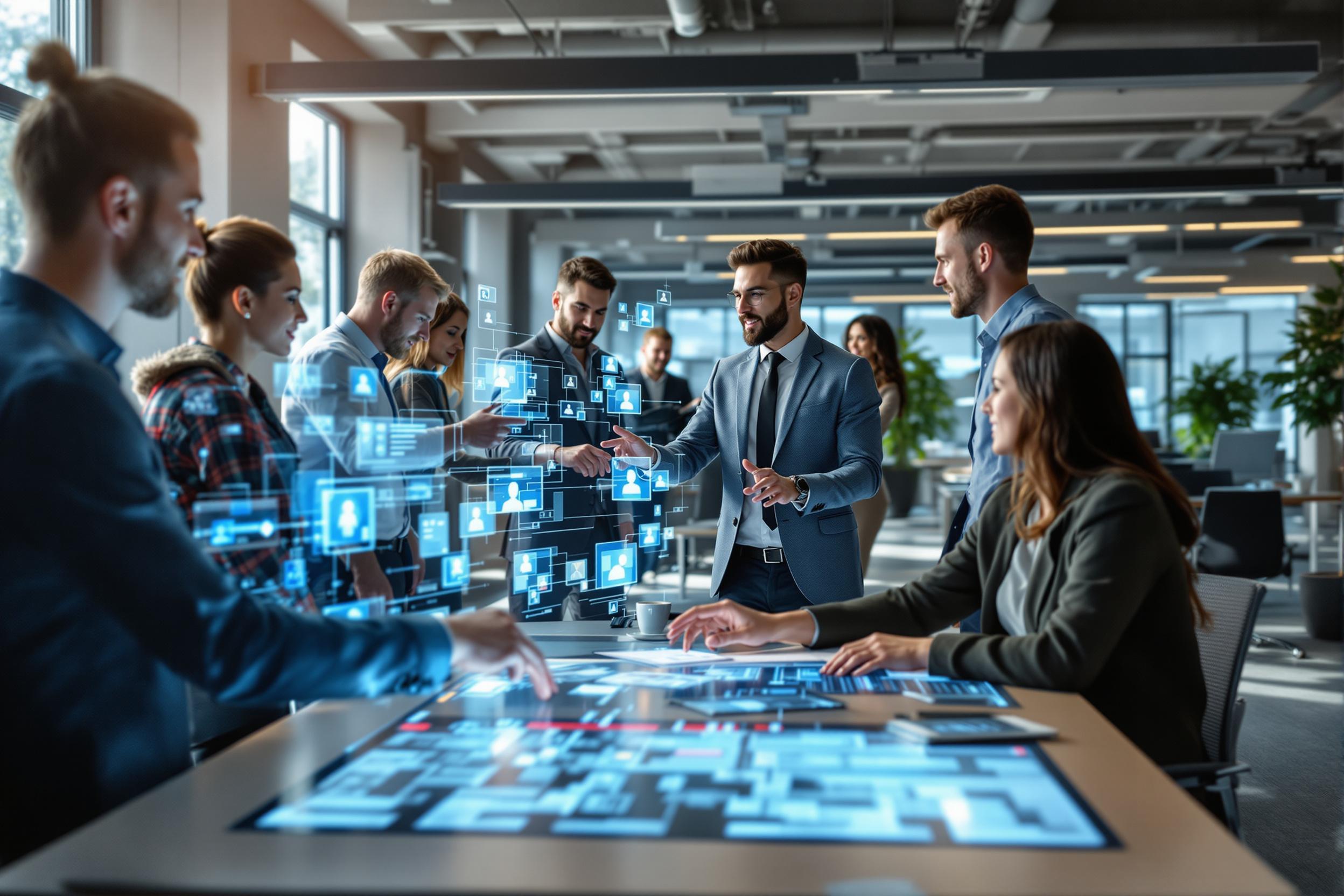 IT-Mitarbeiter gewinnen mit Automation und Social Recruiting in 2025: Eine moderne Büroszene in Deutschland.