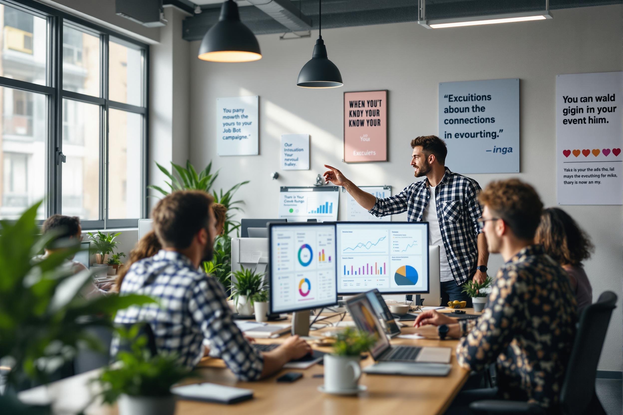 HR-Team analysiert Recruiting-Ergebnisse einer Job Bot-Kampagne in einem modernen Büro.
