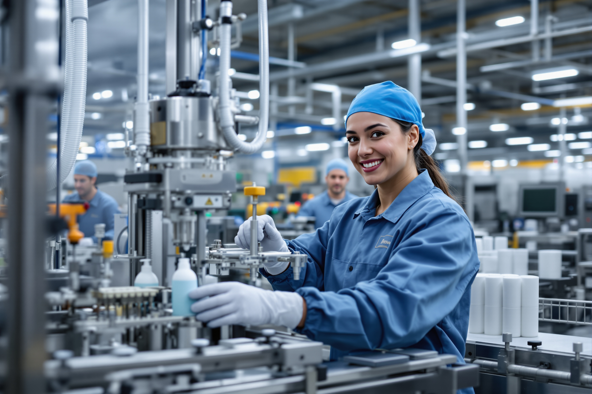 Produktionsmitarbeiterin an Abfüllanlage in Ludwigshafen: Vielfalt im Mittelstand. Inga Recruiting-Experten.