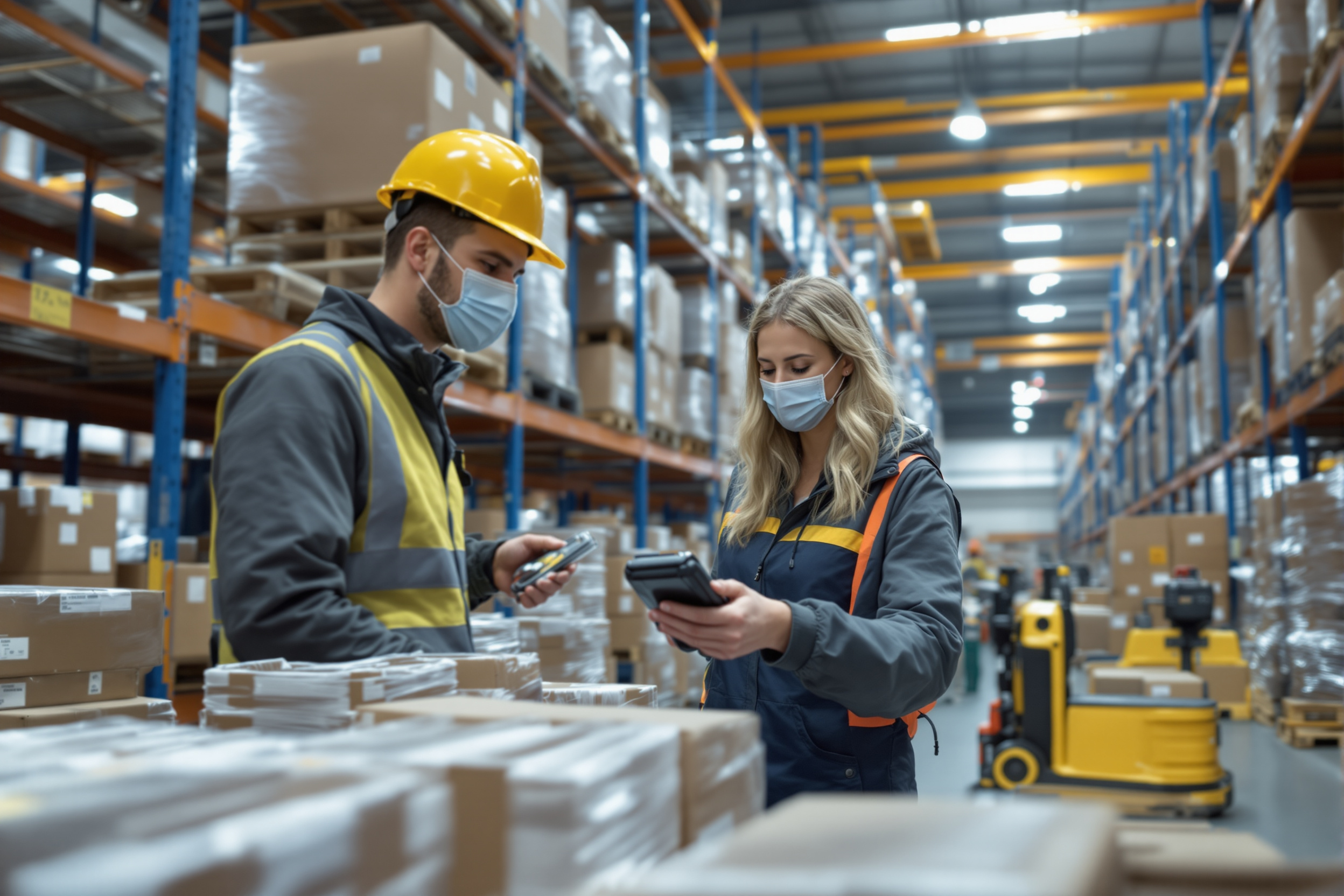 Lagerarbeiter scannt Waren in Duisburger Logistikzentrum – Vielfalt im Beruf