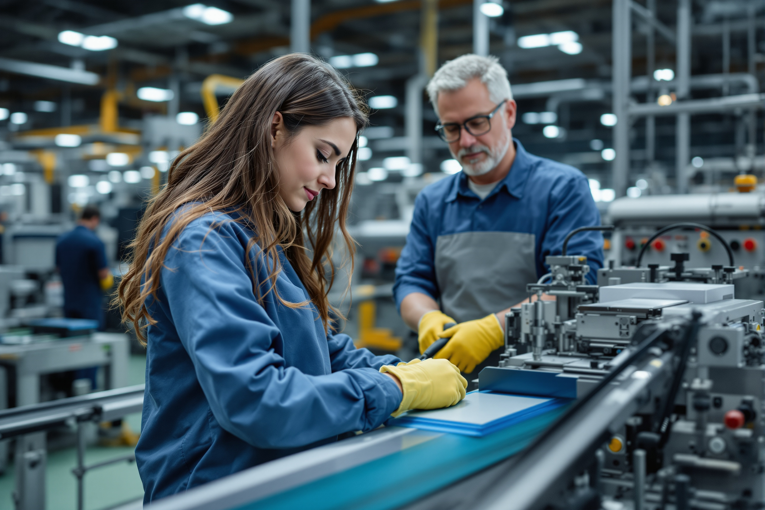 Produktionsmitarbeiterin in Zwickau bedient Fertigungsmaschine – Vielfalt in der sächsischen Produktion