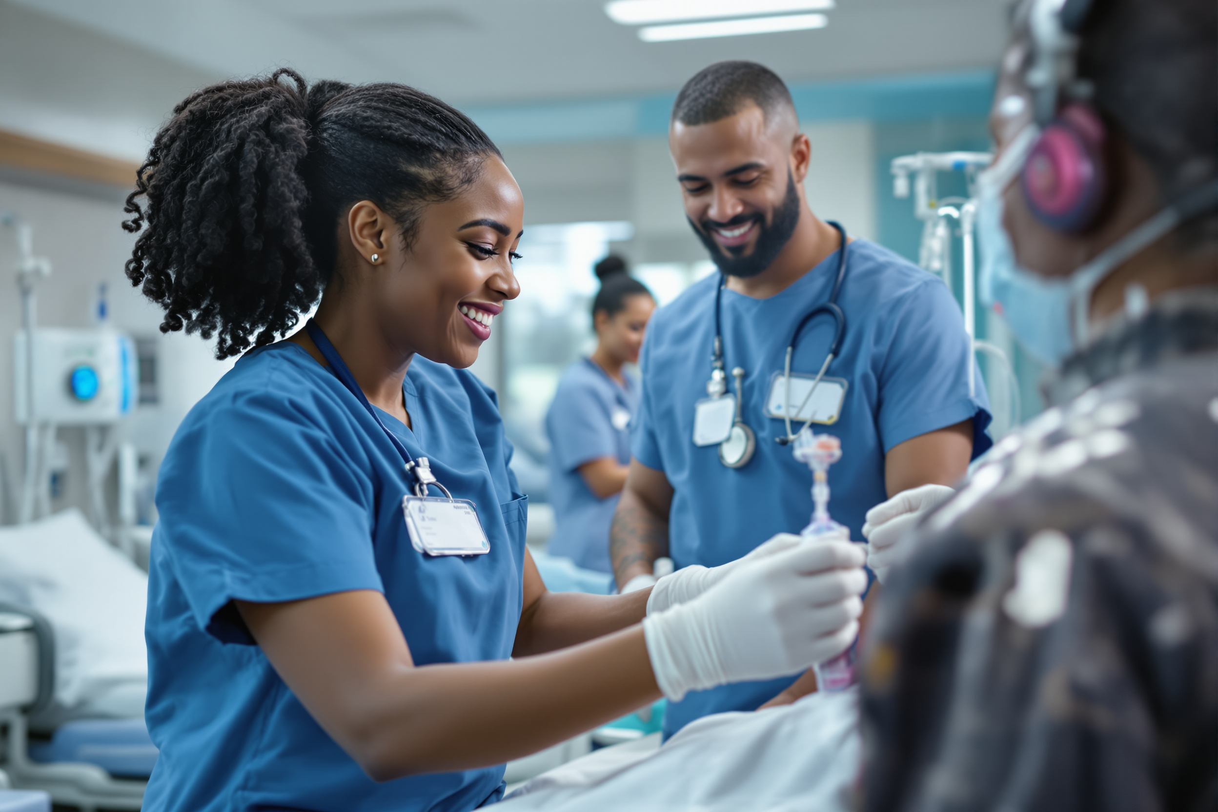 Vielfältiges Pflegeteam im Krankenhaus in Deutschland arbeitet zusammen – Bewerbermanagement im Gesundheitswesen