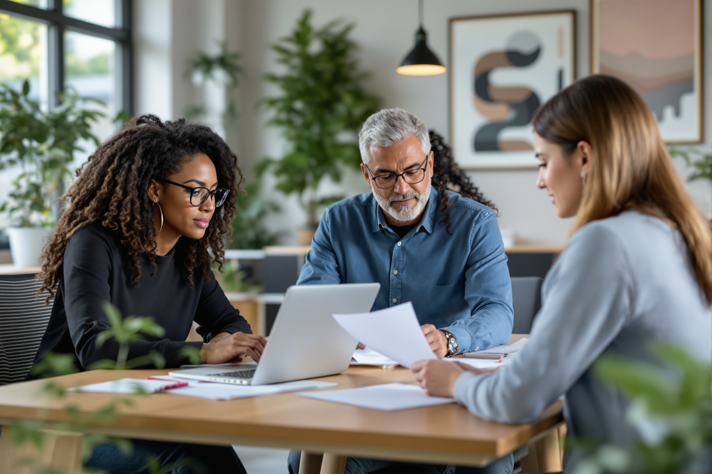 Vielfältiges HR-Team bei der Bewerberauswahl im modernen Büro, Deutschland