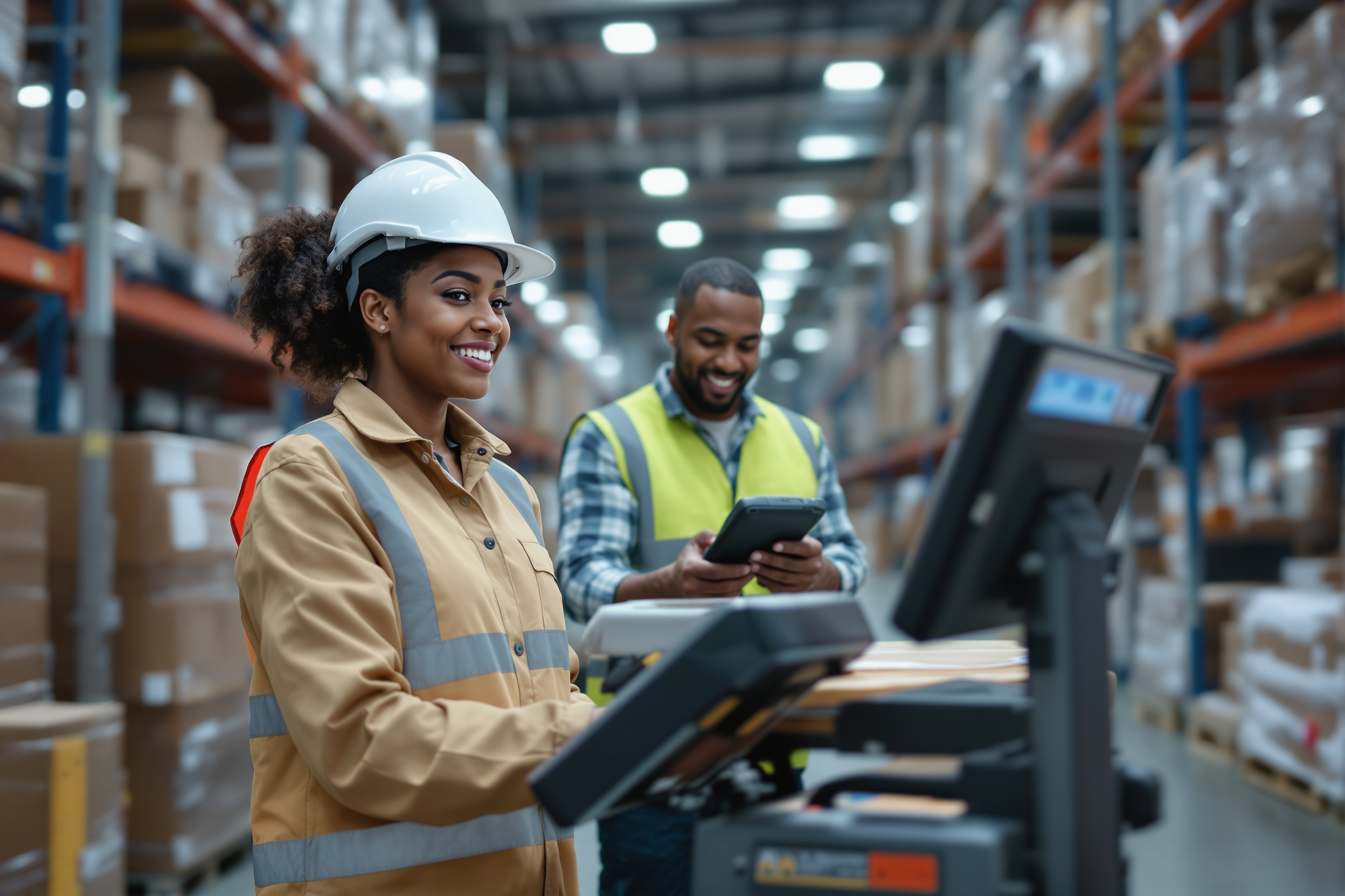 Effizientes Bewerber-Screening im Lager: Vielfältiges Team mit Gabelstapler und Scanner in Deutschland