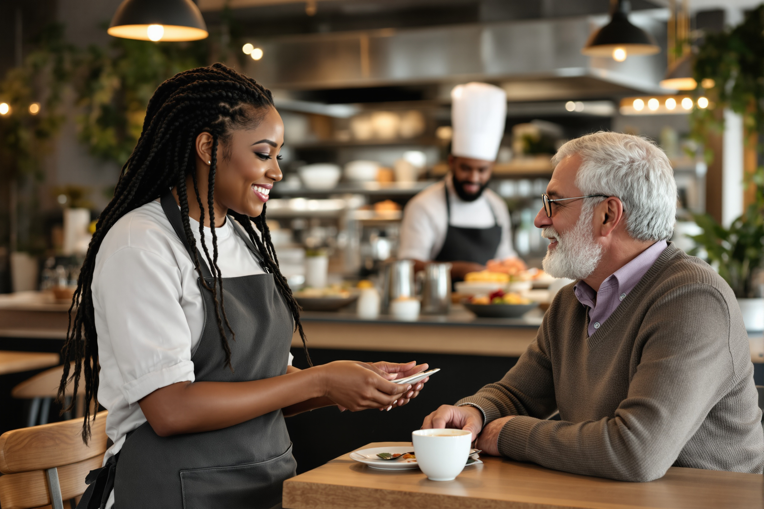 Servicekräfte in Schweinfurt: Freundliche Kellnerin nimmt Bestellung im Restaurant auf