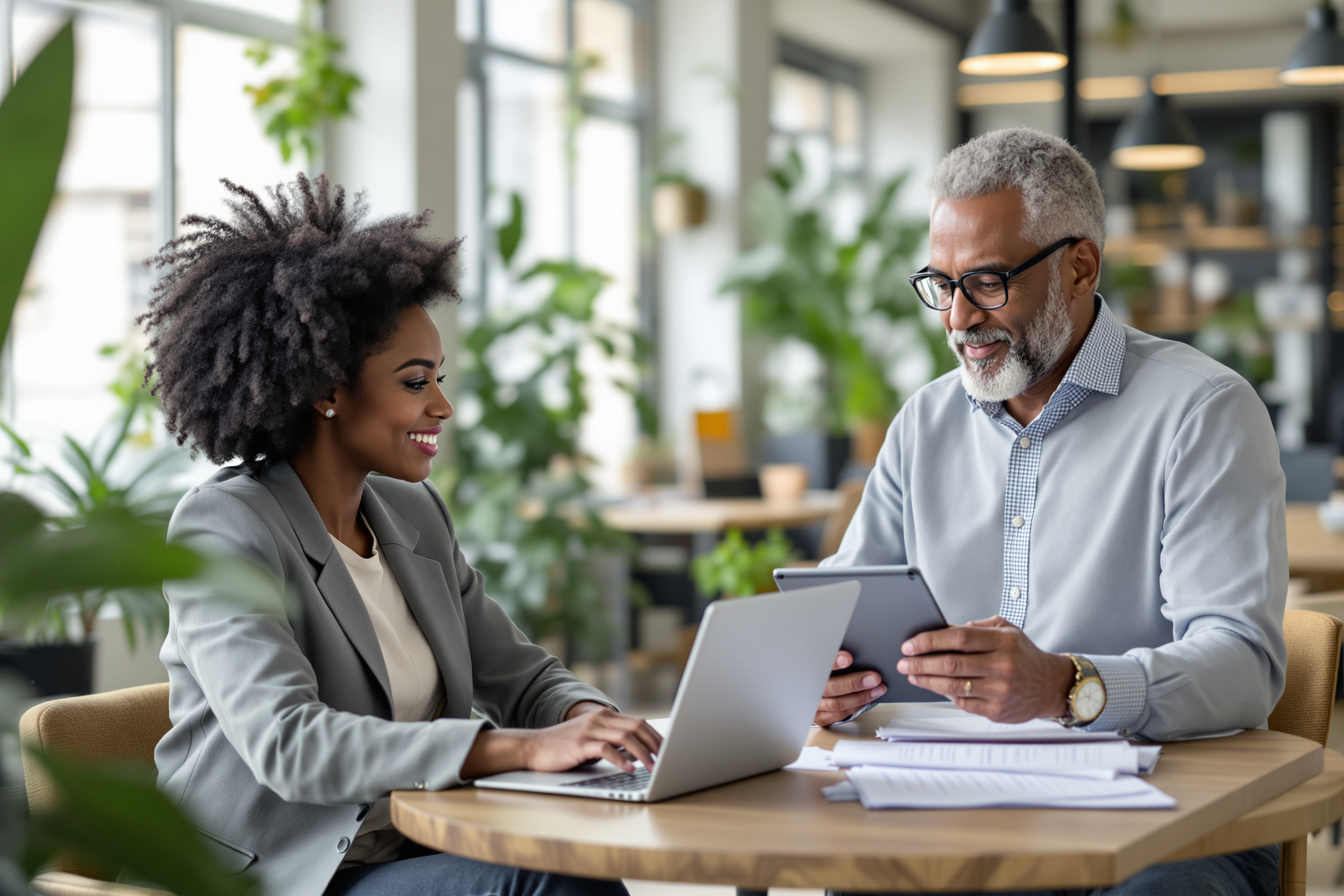 Personalvermittlung Braunschweig: Vielfältiges Team arbeitet an erfolgreicher Stellenbesetzung im modernen Büro