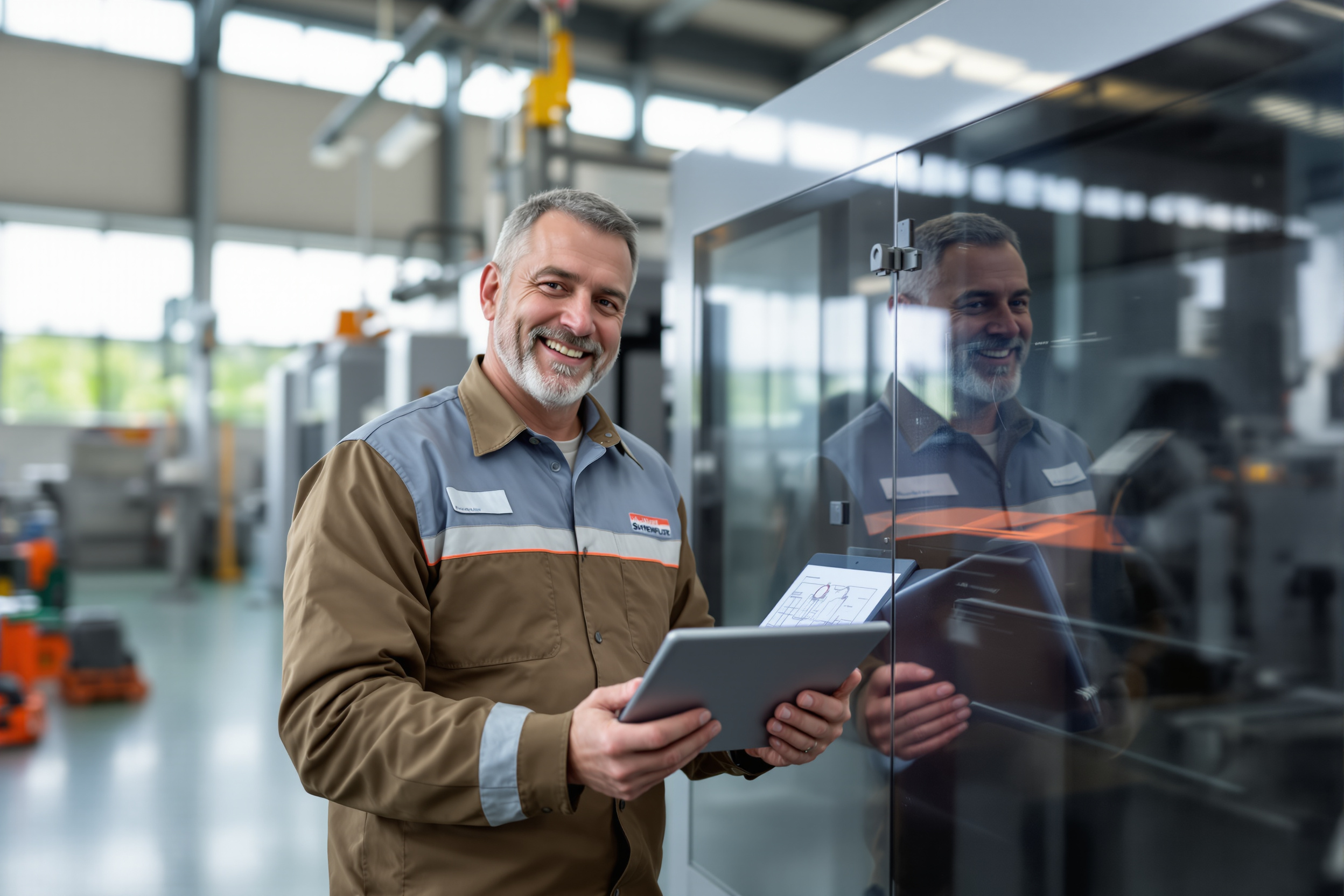 Servicetechniker bei der Arbeit an einer Industriemaschine in Schweinfurt.