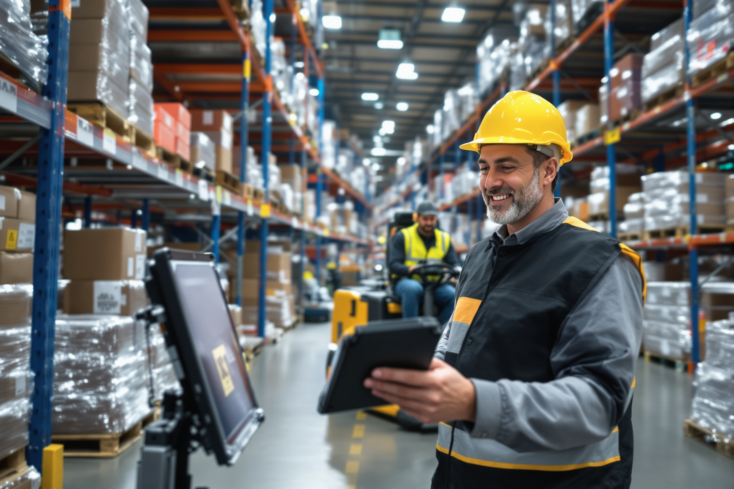 Lateinamerikanische Lageristin scannt Waren in einem Logistiklager in Deutschland. Vielfältige Belegschaft in der Logistik.