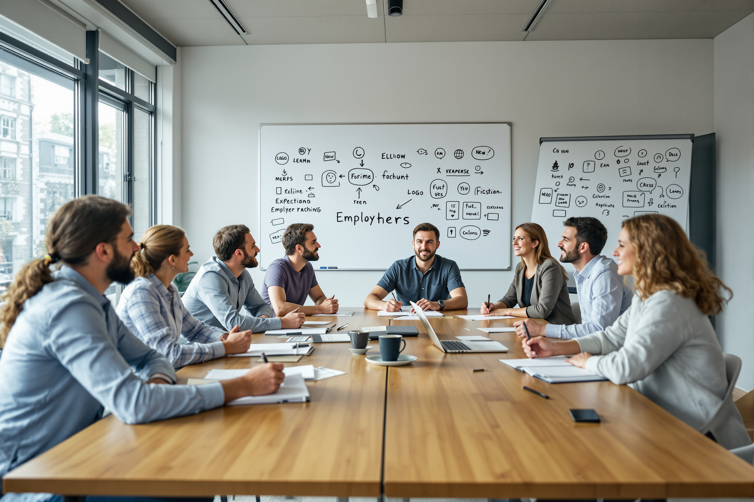 Mitarbeiter diskutieren Employer-Branding-Strategien in einem lebhaften Workshop.