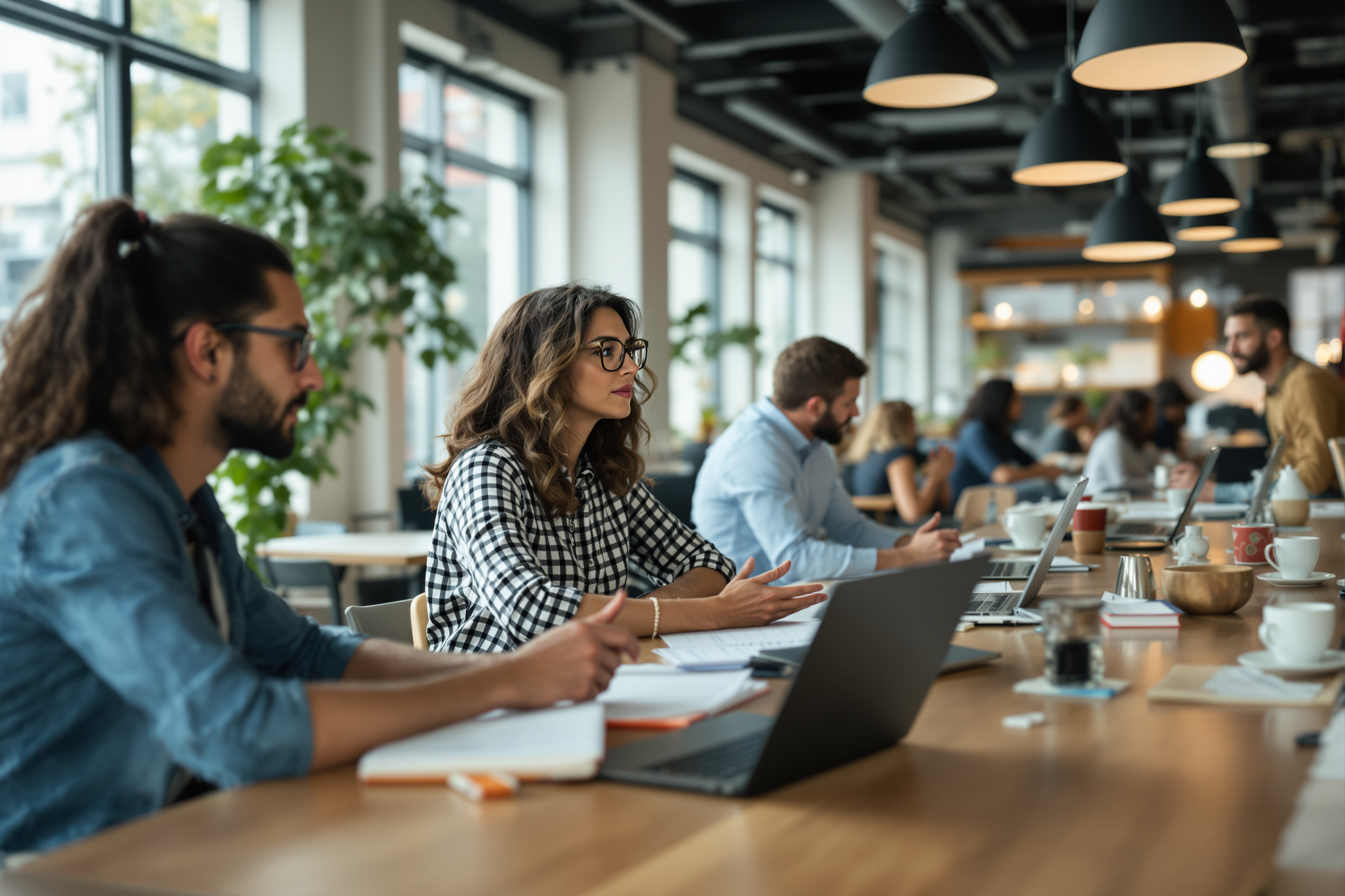 Vielfältiges Team arbeitet gemeinsam in einem modernen Co-Working-Space, um das Arbeitgeberimage zu verbessern.