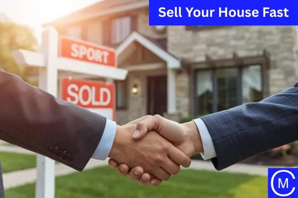 home owner and cash home buyer shaking hands infront of house